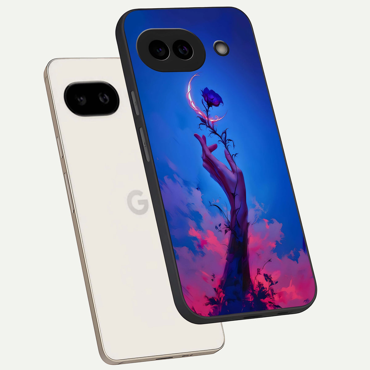  Mystic Hand phone case For Google Pixel 9A showing premium glass back cover with detailed artwork