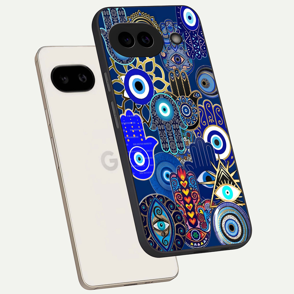  Mystic Palm Guard phone case For Google Pixel 9A showing premium glass back cover with detailed artwork
