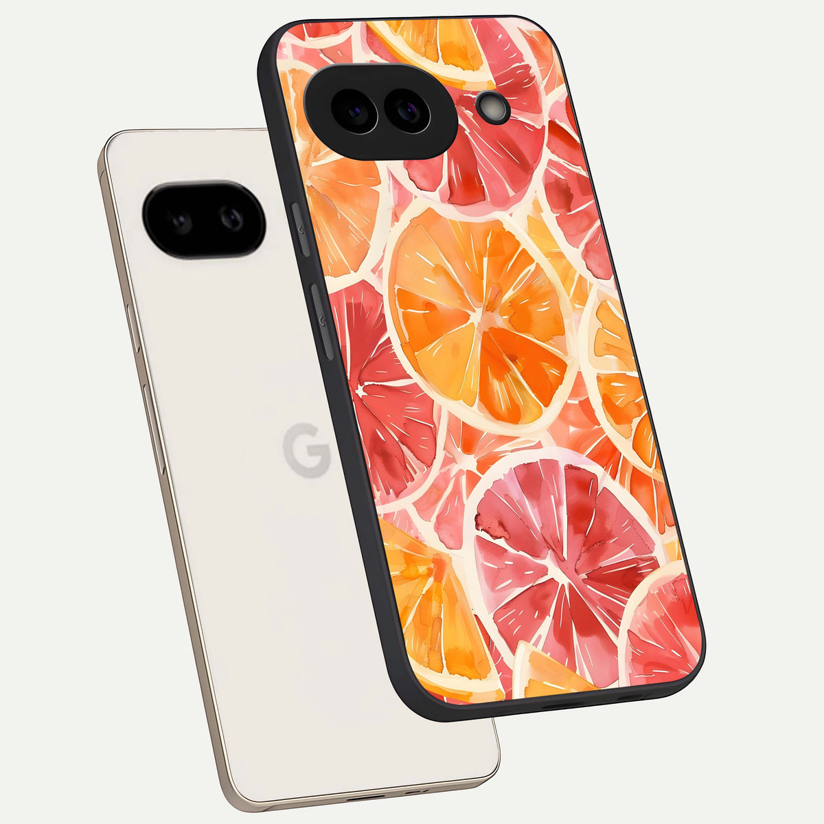  Orange Fruits Pattern phone case For Google Pixel 9A showing premium glass back cover with detailed artwork