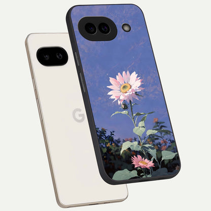  Pink Shells Outline phone case For Google Pixel 9A showing premium glass back cover with detailed artwork