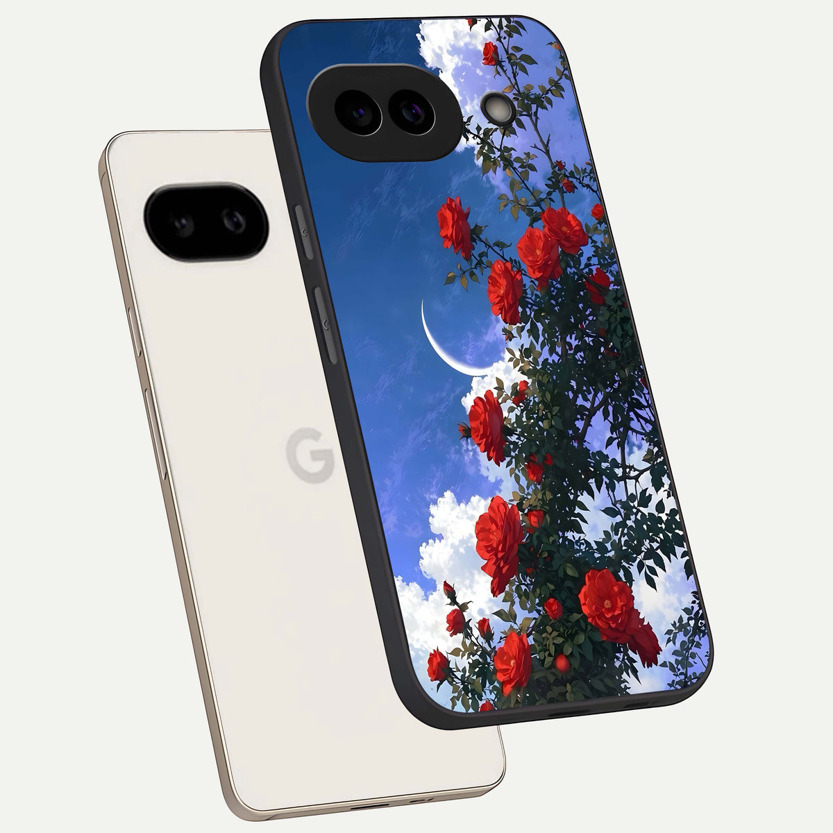  Rose Drift Flowers phone case For Google Pixel 9A showing premium glass back cover with detailed artwork