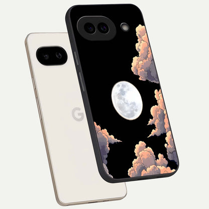  Shade Cloud Moon phone case For Google Pixel 9A showing premium glass back cover with detailed artwork