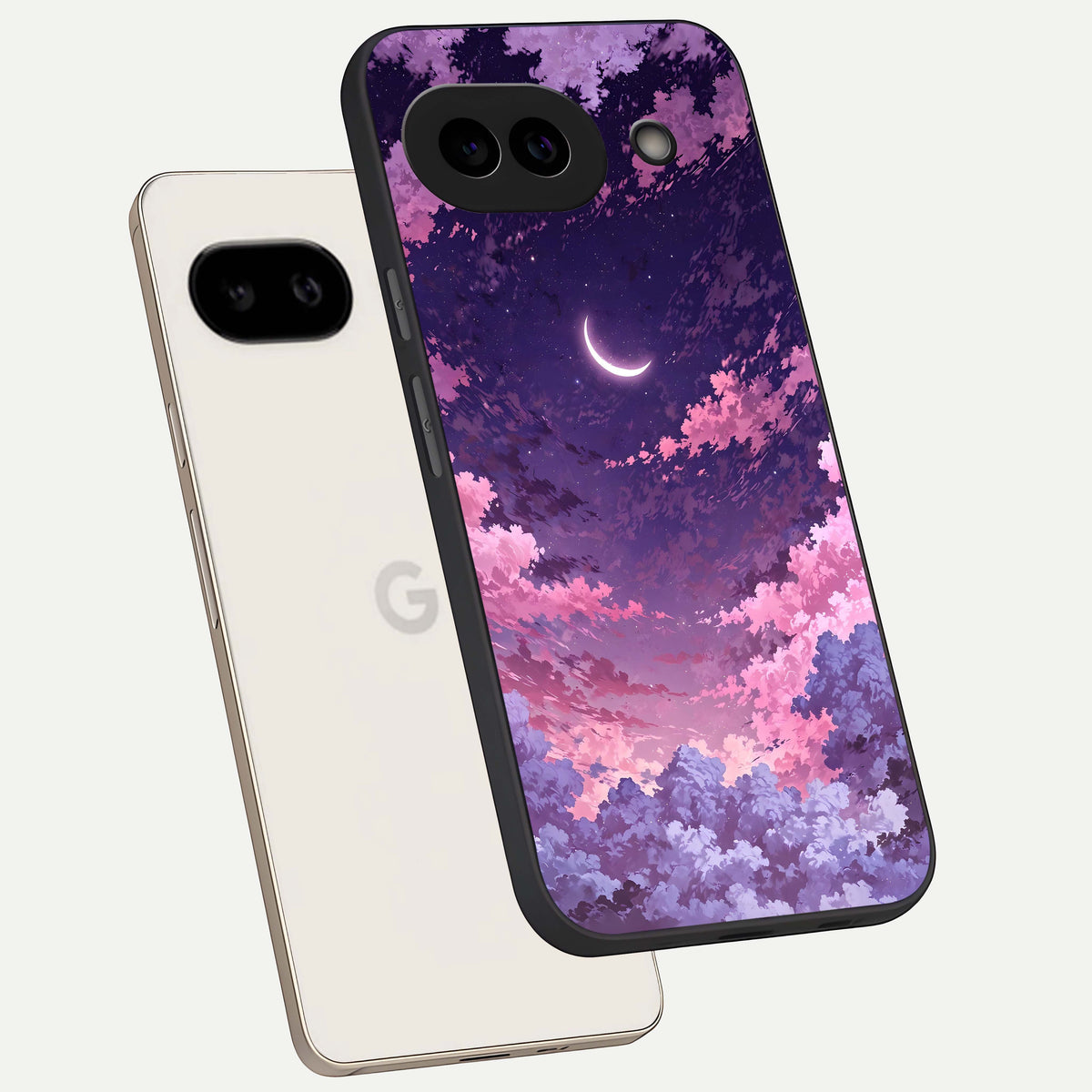  Sky Drift Clouds phone case For Google Pixel 9A showing premium glass back cover with detailed artwork