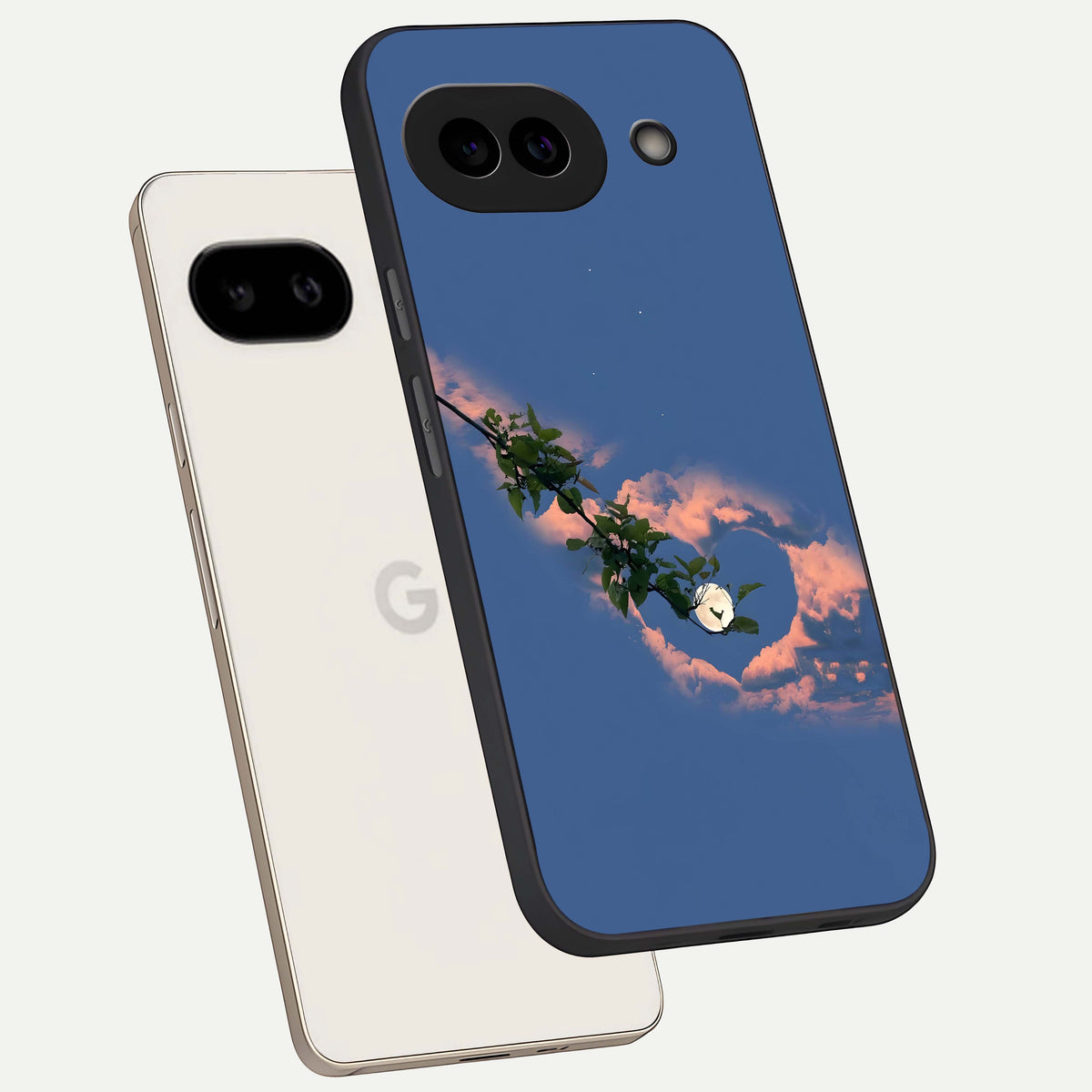  Sky Under Tree phone case For Google Pixel 9A showing premium glass back cover with detailed artwork