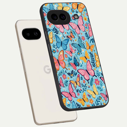  Spring Wing Garden phone case For Google Pixel 9A showing premium glass back cover with detailed artwork