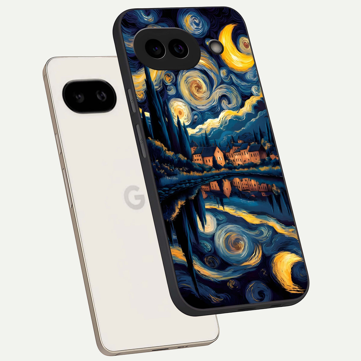  Starry Sky Serenity phone case For Google Pixel 9A showing premium glass back cover with detailed artwork