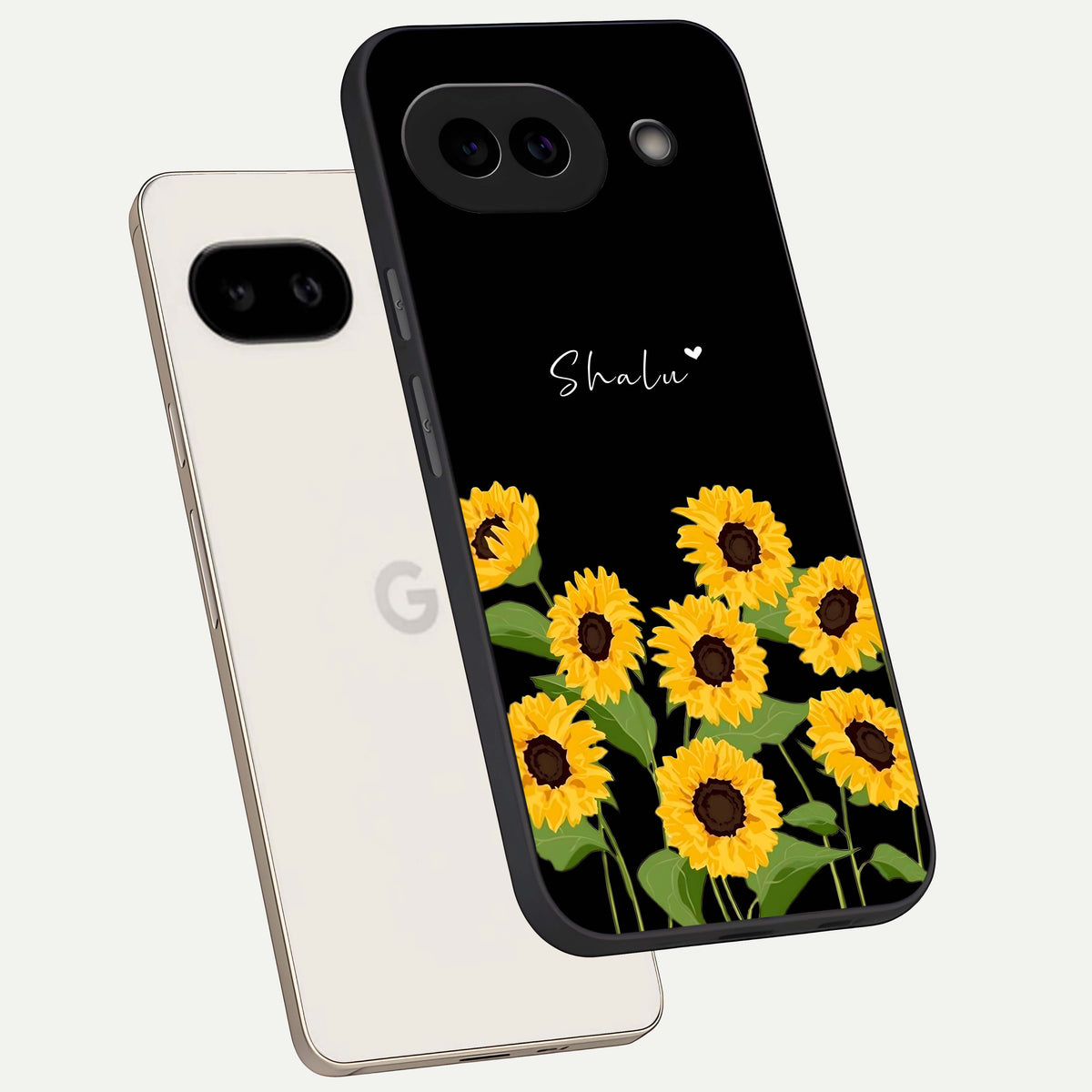  Sunflower Sky Bloom phone case For Google Pixel 9A showing premium glass back cover with detailed artwork