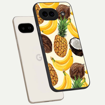  Tropical Fruit Mood phone case For Google Pixel 9A showing premium glass back cover with detailed artwork