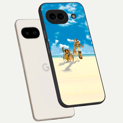  Tropical Fun Squad phone case For Google Pixel 9A showing premium glass back cover with detailed artwork