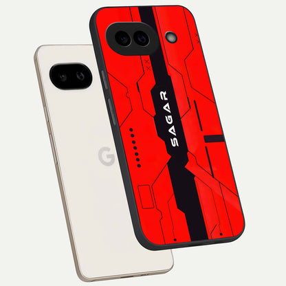  Voltage Rise CYBERPUNK Custom Name phone case For Google Pixel 9A showing premium custom name glass back cover