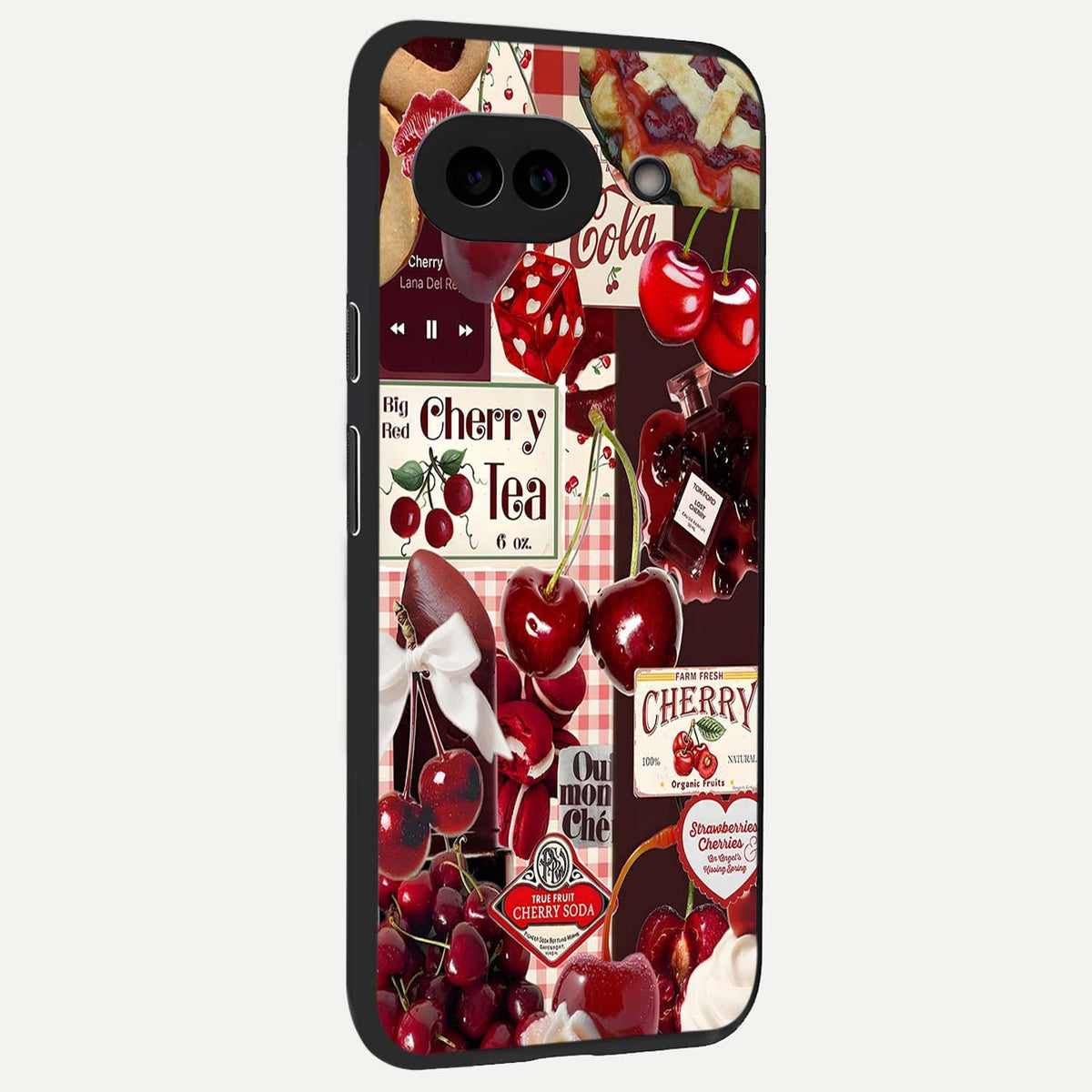  Aesthetic Cherry Tea back cover For Google Pixel 9A slim fit glass case with vibrant aesthetic design
