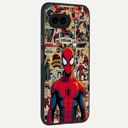  Aesthetic Spider back cover For Google Pixel 9A slim fit glass case with vibrant aesthetic design