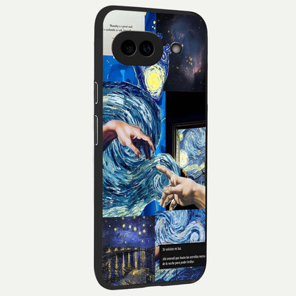  Aesthetic Vando Hands back cover For Google Pixel 9A slim fit glass case with vibrant aesthetic design