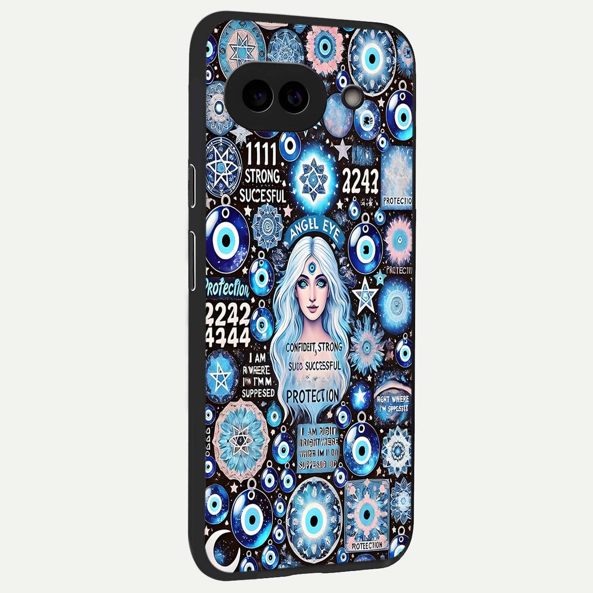  Angel Aura Shield back cover For Google Pixel 9A slim fit glass case with vibrant aesthetic design