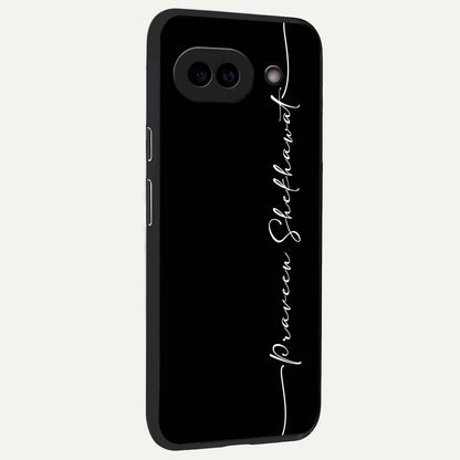  Black Tune Custom Name back cover For Google Pixel 9A slim fit glass case with vibrant aesthetic design