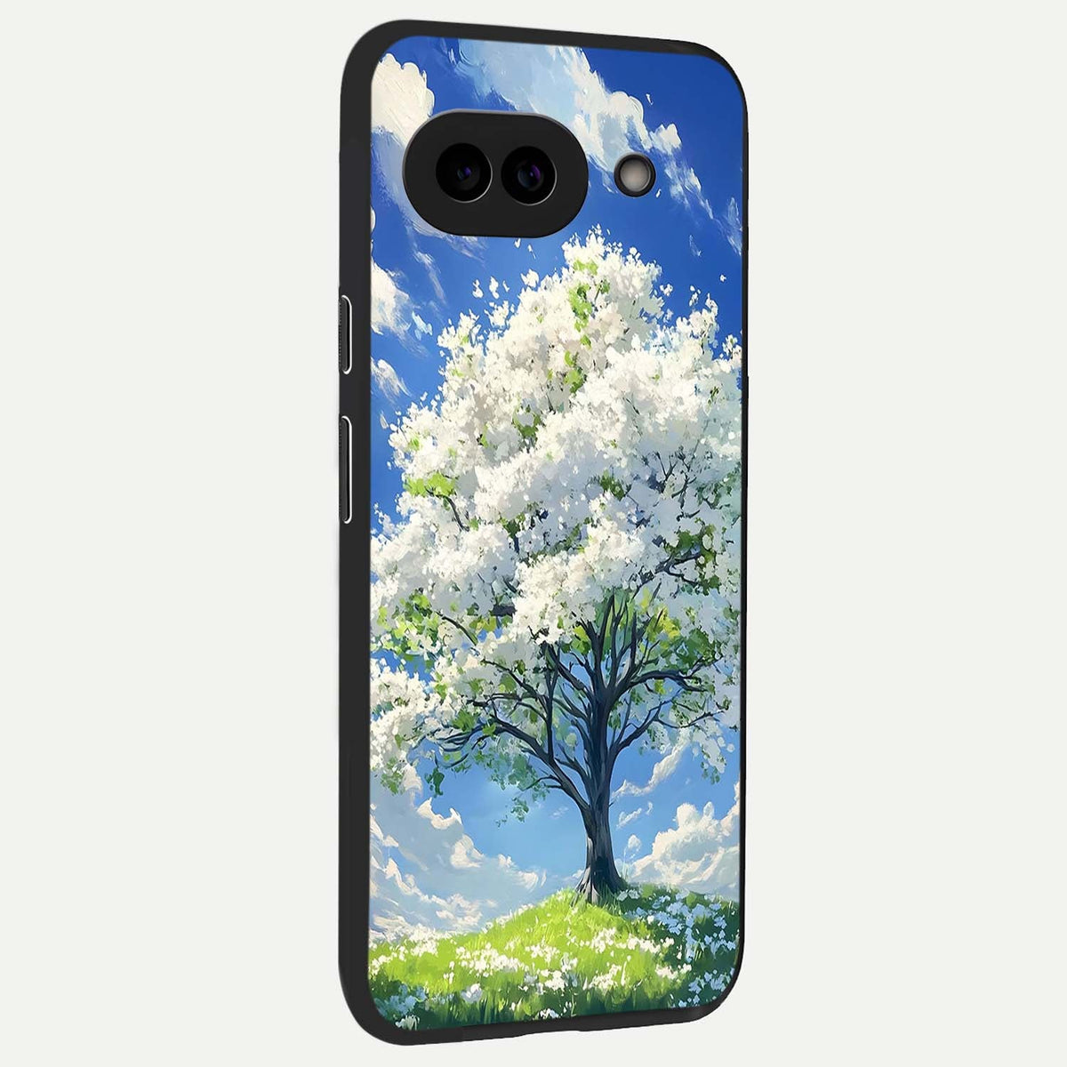  Blossom Sky Serenity back cover For Google Pixel 9A slim fit glass case with vibrant aesthetic design