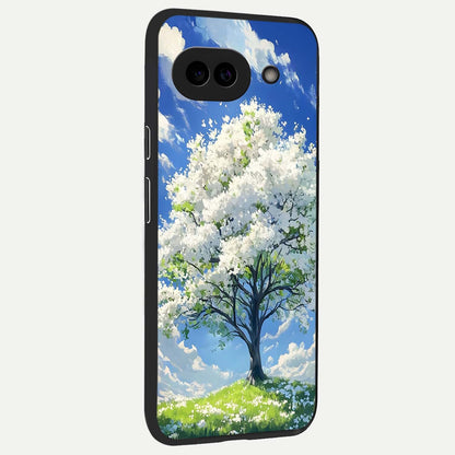  Blossom Sky Serenity back cover For Google Pixel 9A slim fit glass case with vibrant aesthetic design