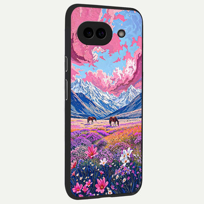  Blossom Valley Dream back cover For Google Pixel 9A slim fit glass case with vibrant aesthetic design