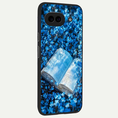  Blue Bloom Tales back cover For Google Pixel 9A slim fit glass case with vibrant aesthetic design