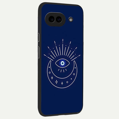  Blue Evil Eye back cover For Google Pixel 9A slim fit glass case with vibrant aesthetic design