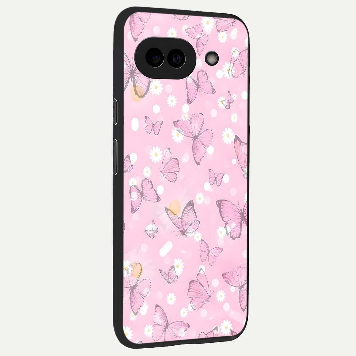  Blush Butterfly Garden back cover For Google Pixel 9A slim fit glass case with vibrant aesthetic design