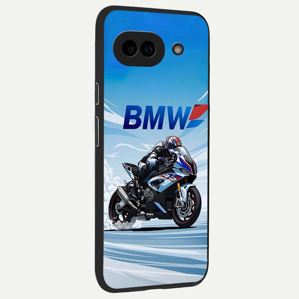  BMW Power Drift back cover For Google Pixel 9A slim fit glass case with vibrant aesthetic design