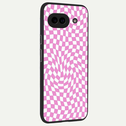  Bubblegum Check Wave back cover For Google Pixel 9A slim fit glass case with vibrant aesthetic design