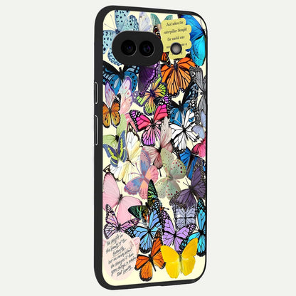  Butterflies Petal Dream back cover For Google Pixel 9A slim fit glass case with vibrant aesthetic design