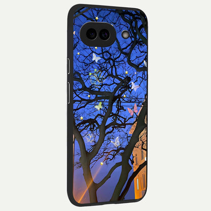  Butterfly Night Magic back cover For Google Pixel 9A slim fit glass case with vibrant aesthetic design