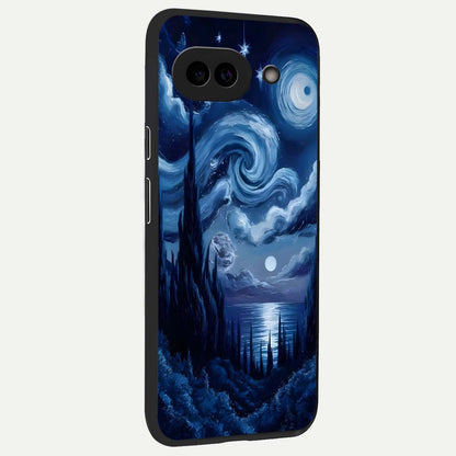 Celestial Dream Van Gogh back cover For Google Pixel 9A slim fit glass case with vibrant aesthetic design