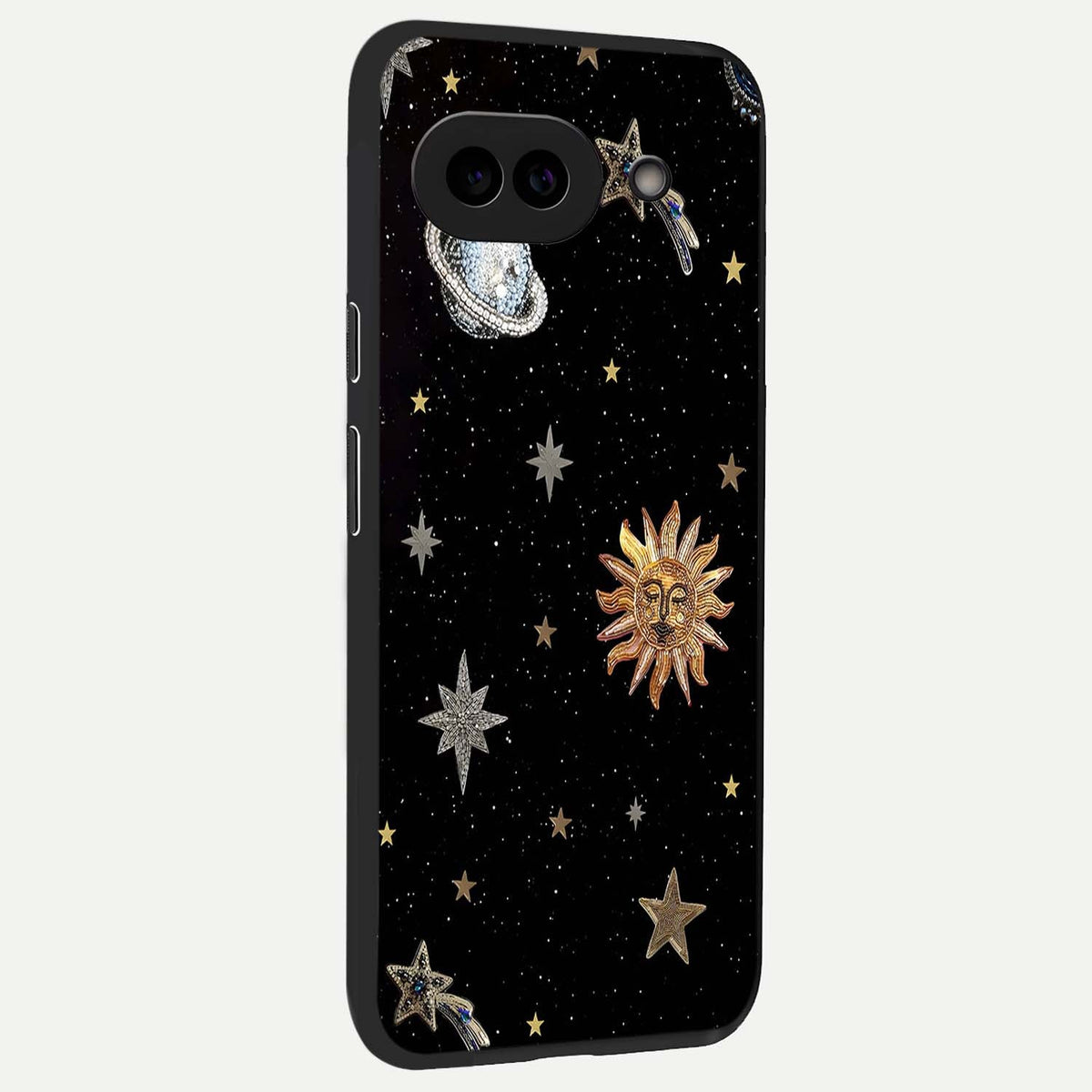  Celestial Moon With Stars back cover For Google Pixel 9A slim fit glass case with vibrant aesthetic design