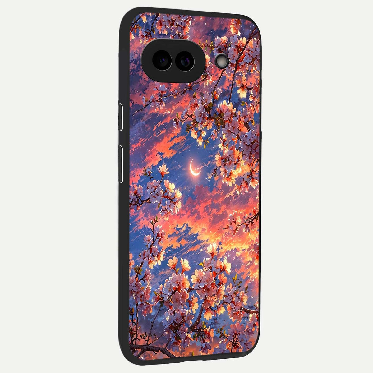  Celestial Sakura Sunset back cover For Google Pixel 9A slim fit glass case with vibrant aesthetic design