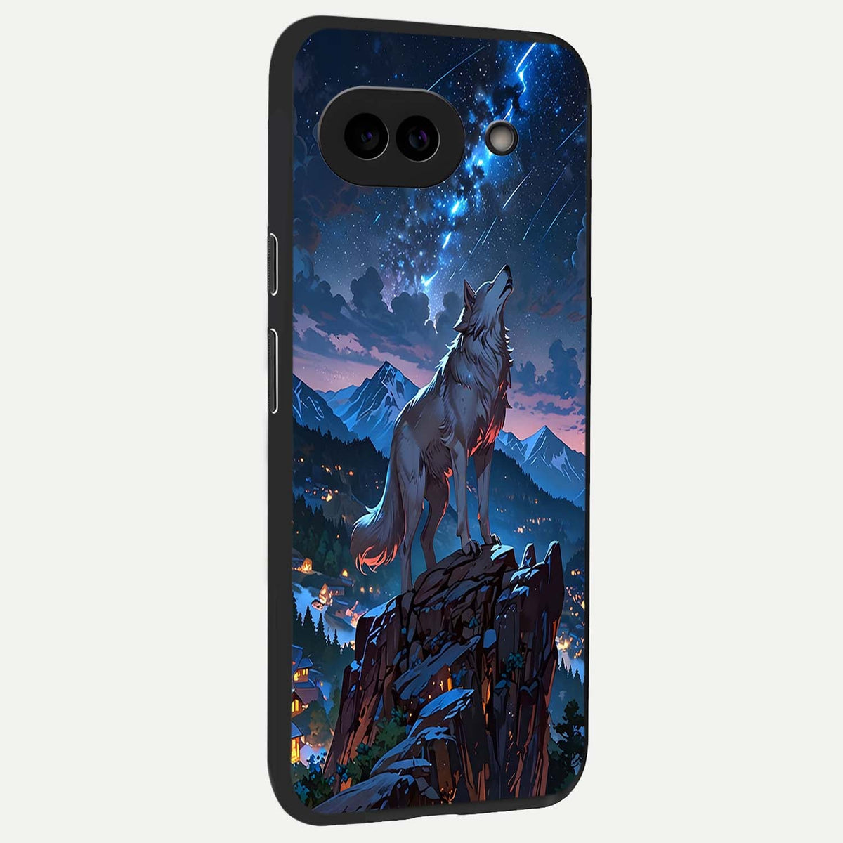  Celestial Wolf Howl back cover For Google Pixel 9A slim fit glass case with vibrant aesthetic design