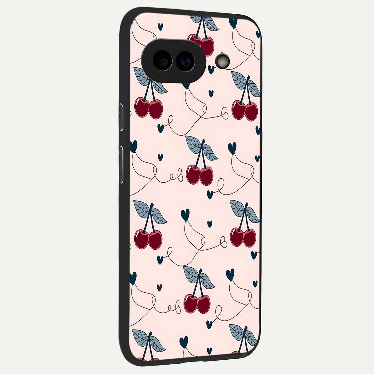  Cherry Heart Line back cover For Google Pixel 9A slim fit glass case with vibrant aesthetic design