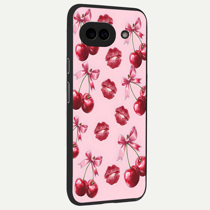  Cherry With Lips back cover For Google Pixel 9A slim fit glass case with vibrant aesthetic design