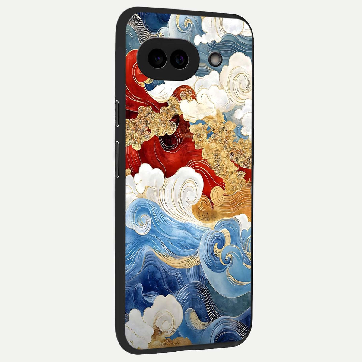  Colored Waves back cover For Google Pixel 9A slim fit glass case with vibrant aesthetic design