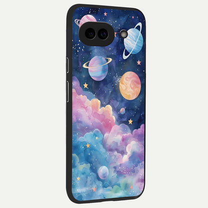  Cosmic Planet Dreams back cover For Google Pixel 9A slim fit glass case with vibrant aesthetic design
