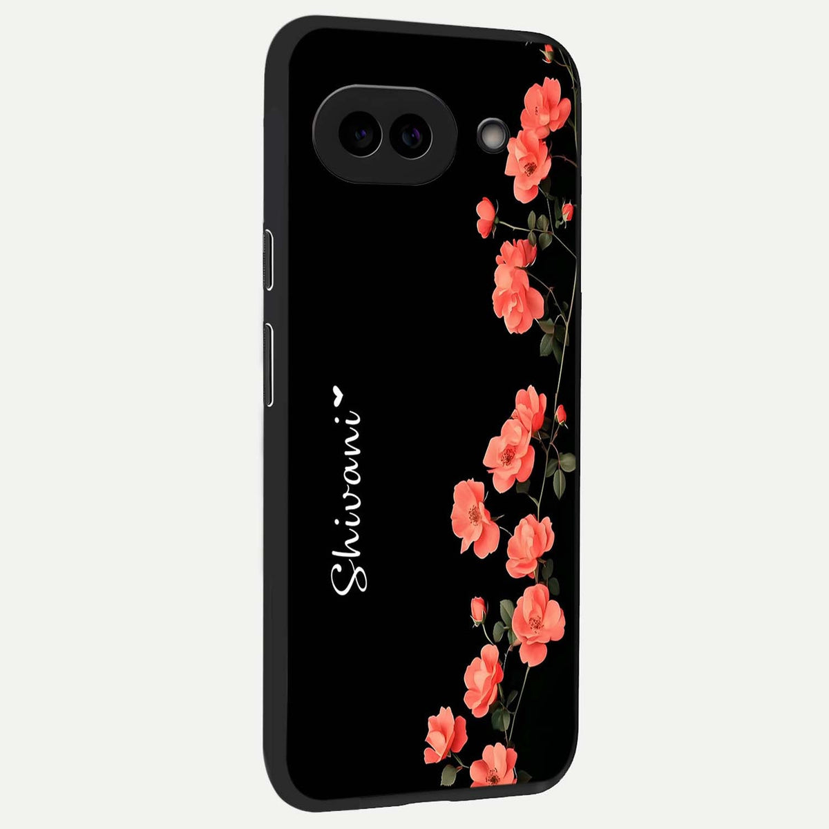  Crimson Bloom Grace Custom Name back cover For Google Pixel 9A slim fit glass case with vibrant aesthetic design