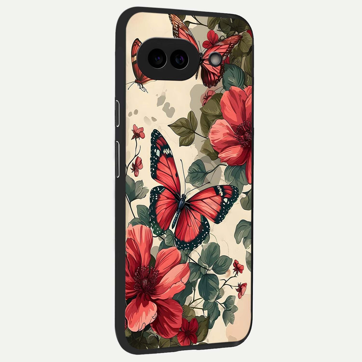  Crimson Butterfly Garden back cover For Google Pixel 9A slim fit glass case with vibrant aesthetic design