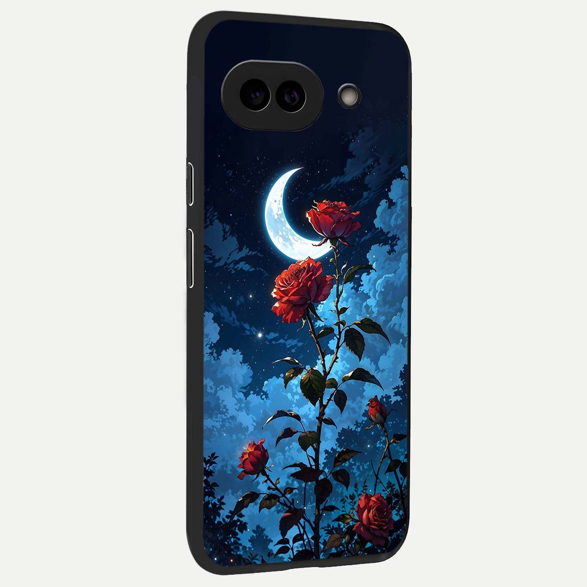  Crimson Rose Moon back cover For Google Pixel 9A slim fit glass case with vibrant aesthetic design