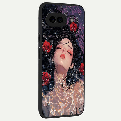  Crimson Rose Serenity back cover For Google Pixel 9A slim fit glass case with vibrant aesthetic design