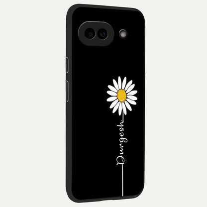  Custom Name White Flower back cover For Google Pixel 9A slim fit glass case with vibrant aesthetic design