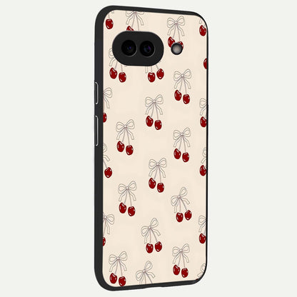  Cute Cherry Pattern back cover For Google Pixel 9A slim fit glass case with vibrant aesthetic design