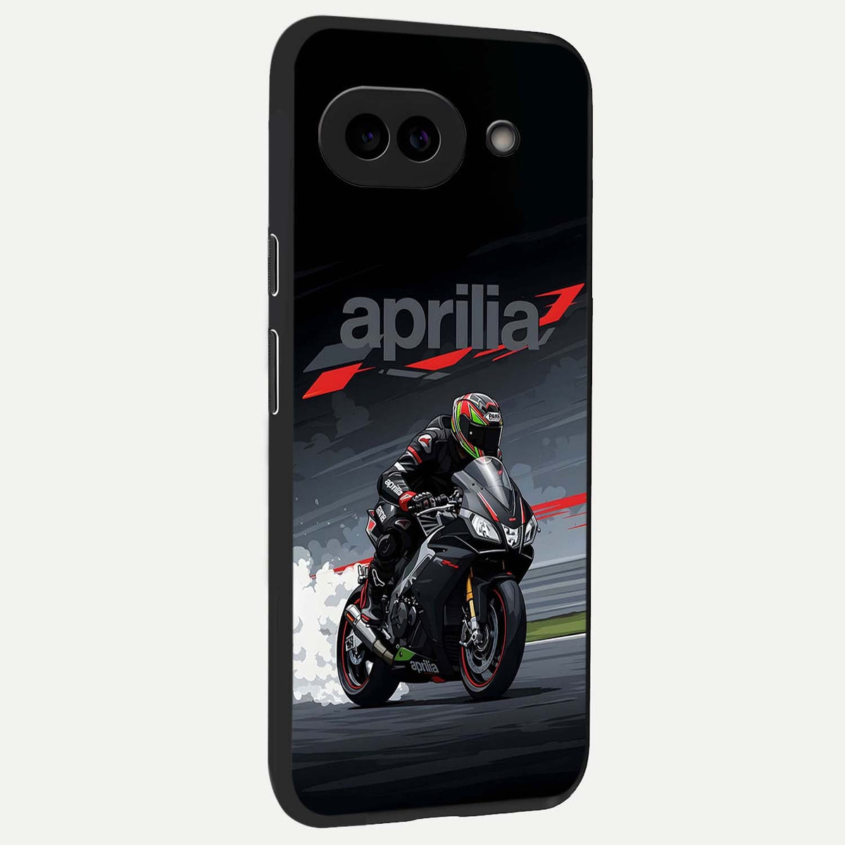  Dark Aprilla back cover For Google Pixel 9A slim fit glass case with vibrant aesthetic design
