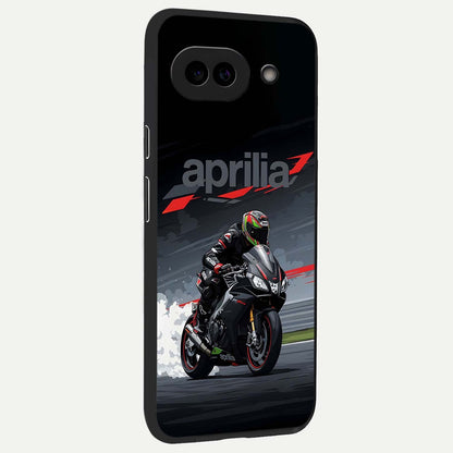  Dark Aprilla back cover For Google Pixel 9A slim fit glass case with vibrant aesthetic design
