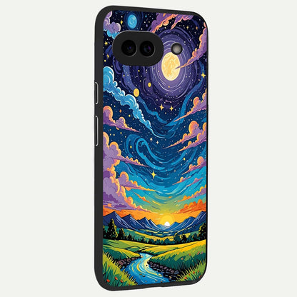  Dreamy Night Landscape back cover For Google Pixel 9A slim fit glass case with vibrant aesthetic design