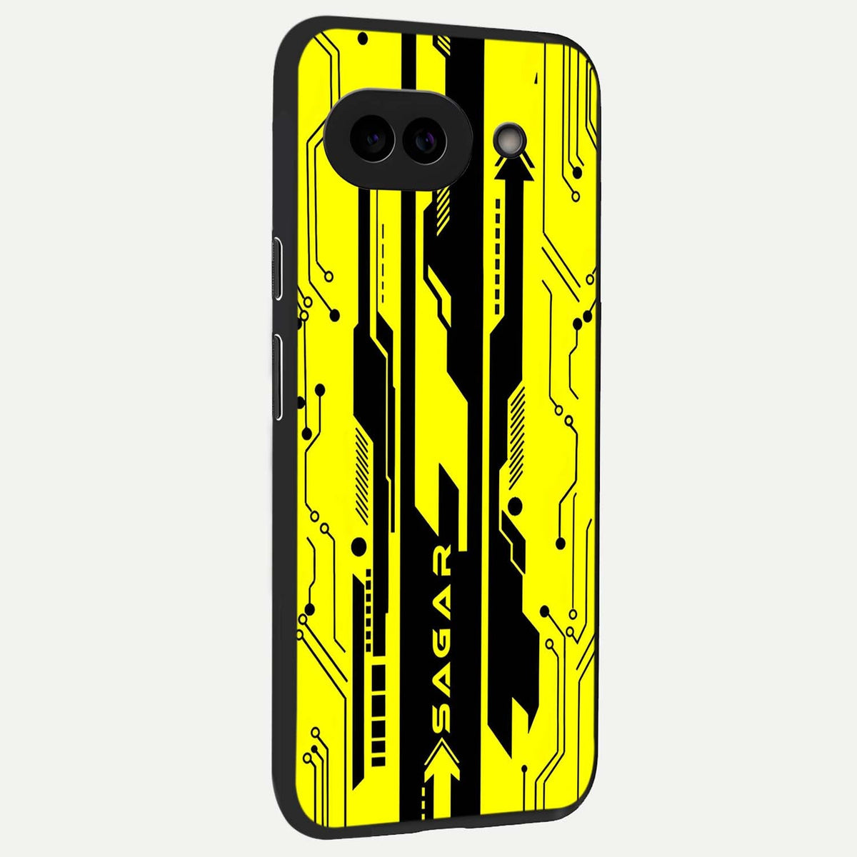  Electric Pulse CYBERPUNK Custom Name back cover For Google Pixel 9A slim fit glass case with vibrant aesthetic design