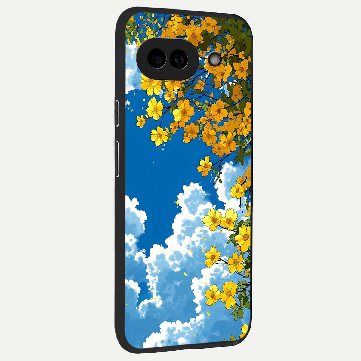  Golden Petal Sky back cover For Google Pixel 9A slim fit glass case with vibrant aesthetic design