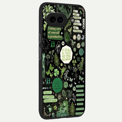  Green Mandala Pattern back cover For Google Pixel 9A slim fit glass case with vibrant aesthetic design