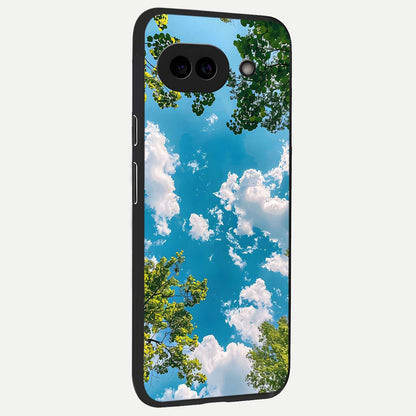  Green Moon Energy back cover For Google Pixel 9A slim fit glass case with vibrant aesthetic design